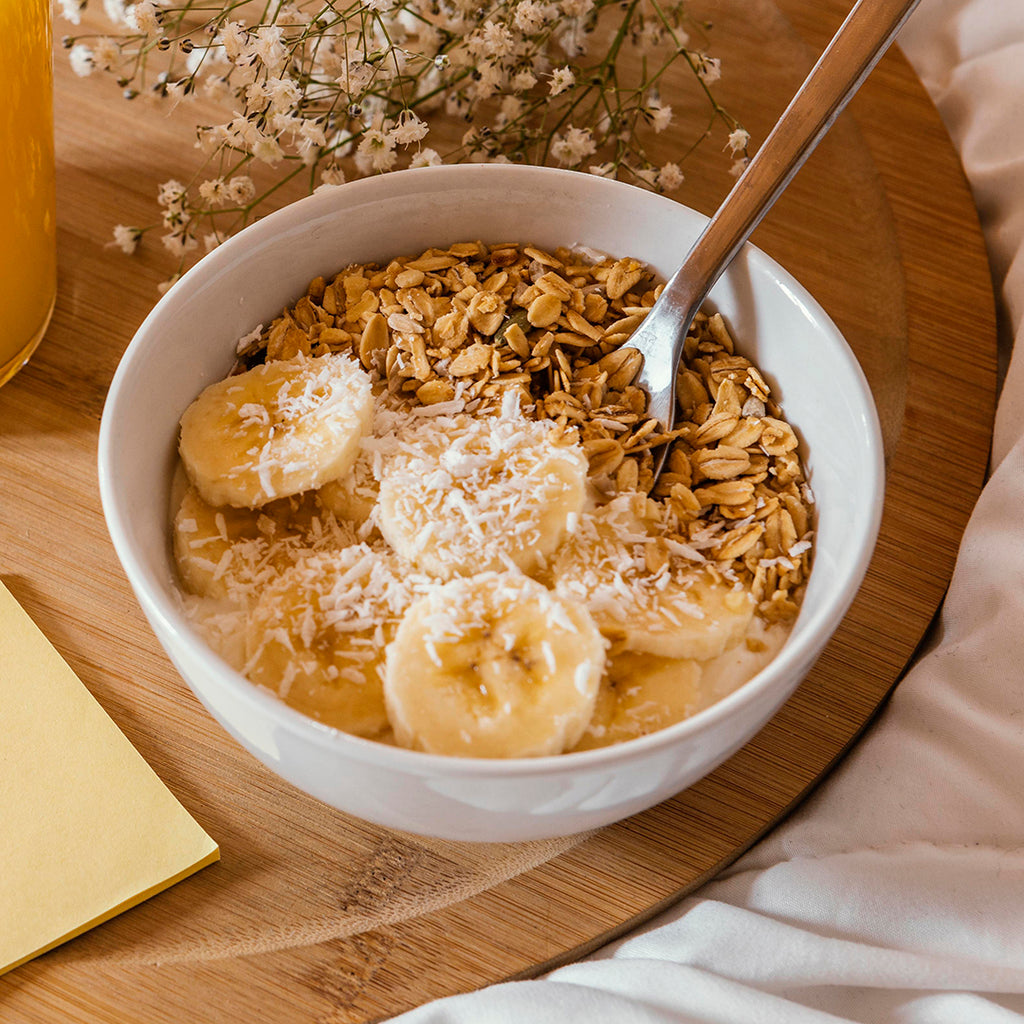 Avena con plátano, coco y nueces